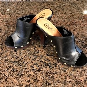Cadie's 4" Black Studded Heel; Size 6.5